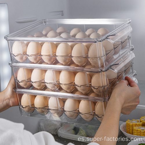 Caja de almacenamiento de huevos apilable de plástico de gran tamaño